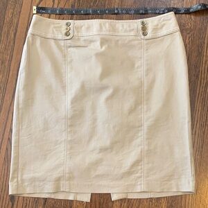 Women's Cream Pencil Skirt with Button-Waist Detail